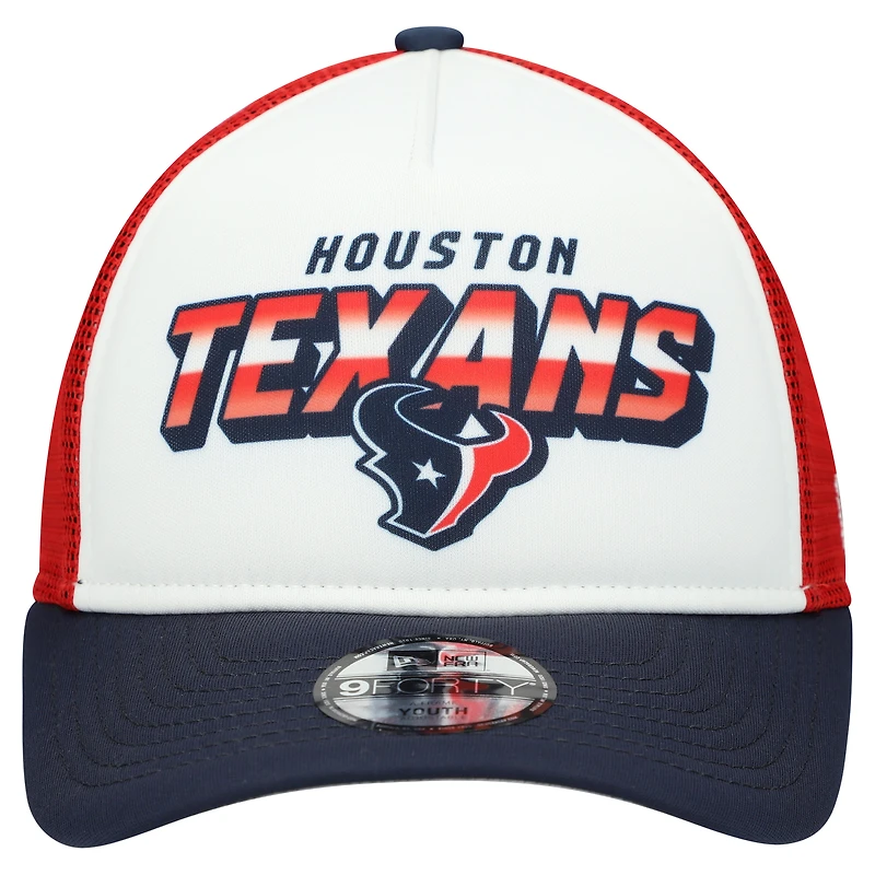 Youth New Era White/Navy Houston Texans Streak 9FORTY A-Frame Adjustable Hat