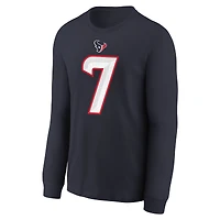 Youth Nike C.J. Stroud Navy Houston Texans Player Name & Number Long Sleeve T-Shirt