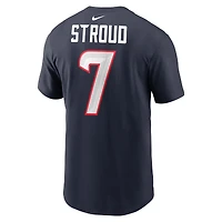 T-shirt Nike C.J. Stroud pour jeunes, bleu marine, nom et numéro du joueur des Houston Texans
