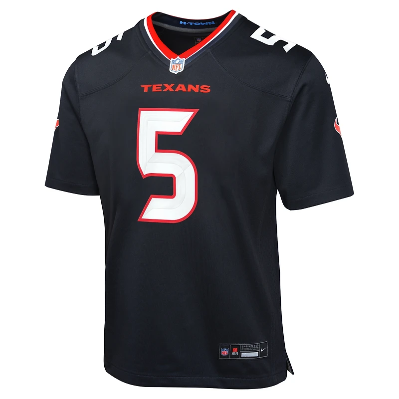 Maillot de match Nike Jalen Pitre pour jeunes des Houston Texans, bleu marine