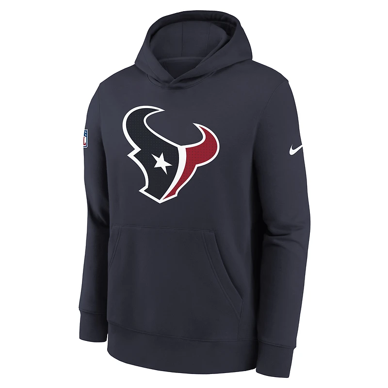 Youth Nike  Navy Houston Texans Sideline Club Fleece Hoodie