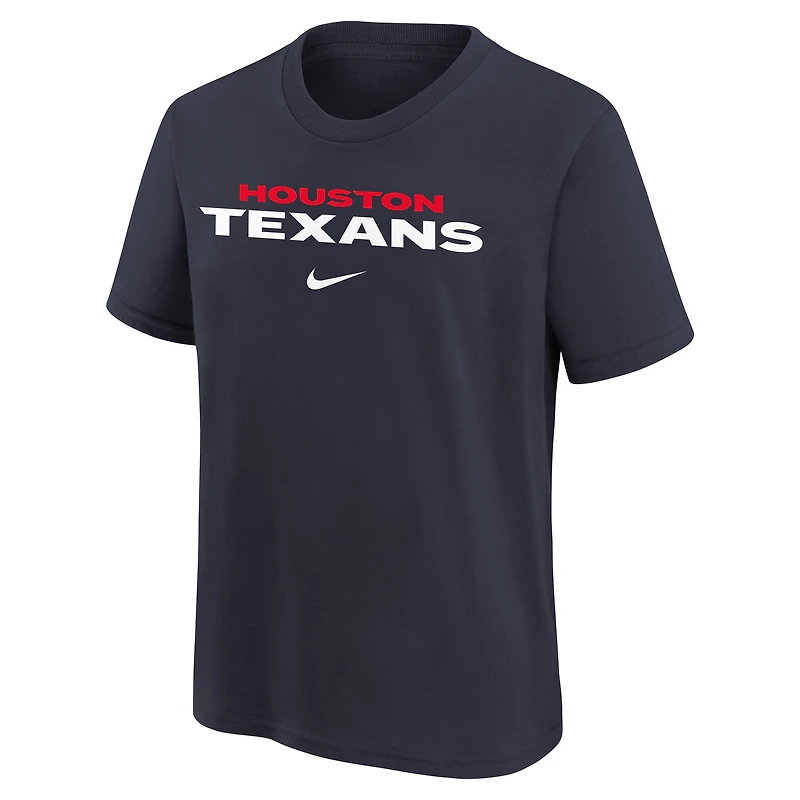 T-shirt Nike bleu marine pour jeune avec logo de l'équipe des Houston Texans