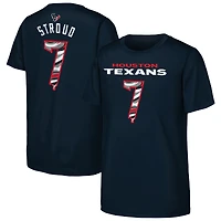 T-shirt Youth Outerstuff C.J. Stroud Navy Houston Texans Mainliner Drip avec nom et numéro du joueur