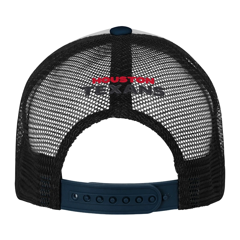 Youth White/Navy Houston Texans Essentials Trucker Adjustable Hat