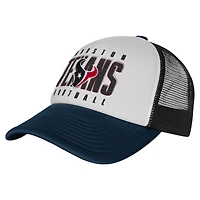 Casquette ajustable Essentials Trucker blanche/bleu marine pour jeunes des Houston Texans