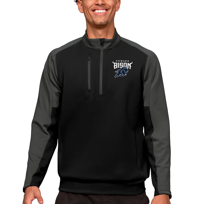 Pull-over zippé quart de tour Howard Bison Team pour homme, noir/anthracite, Antigua