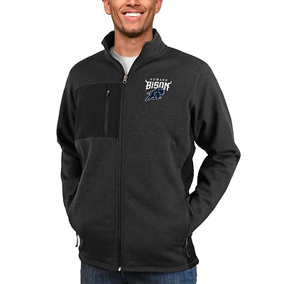 Veste zippée complète pour homme Antigua Heather Black Howard Bison Course