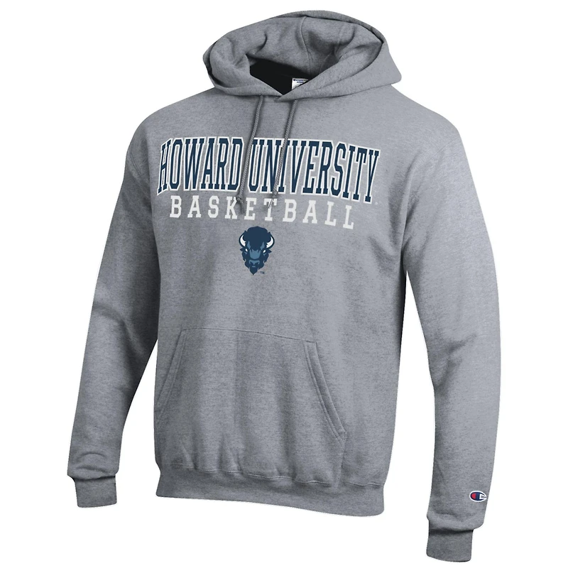 Sweat à capuche Champion Gray Howard Bison Stacked Logo Basketball Eco Powerblend pour homme