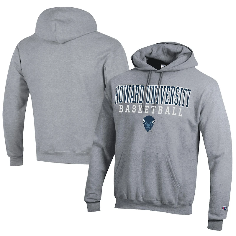 Sweat à capuche Champion Gray Howard Bison Stacked Logo Basketball Eco Powerblend pour homme