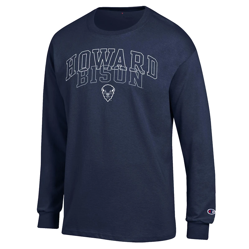 Men's Champion Navy Howard Bison Team Long-Sleeve T-Shirt