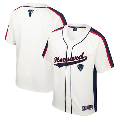 Men's Colosseum Cream Howard Bison Ruth Button-Up Baseball Jersey