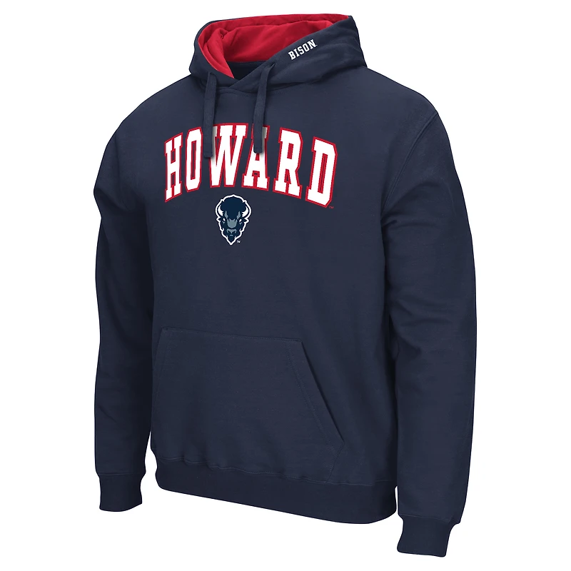 Men's Colosseum Navy Howard Bison Arch & Logo 3.0 Pullover Hoodie