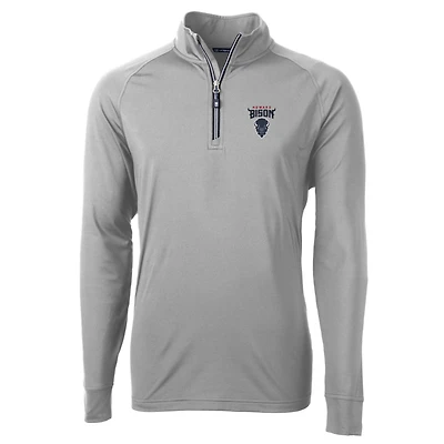Veste à enfiler zippée quart de tour en tricot écologique Adapt pour homme, gris, Cutter & Buck, Howard Bison, taille grande et