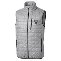 Men's Cutter & Buck Gray Howard Bison Big Tall Rainier PrimaLoft Eco Full-Zip Puffer Vest