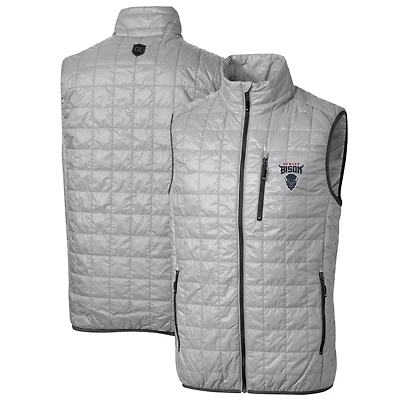 Men's Cutter & Buck Gray Howard Bison Big Tall Rainier PrimaLoft Eco Full-Zip Puffer Vest