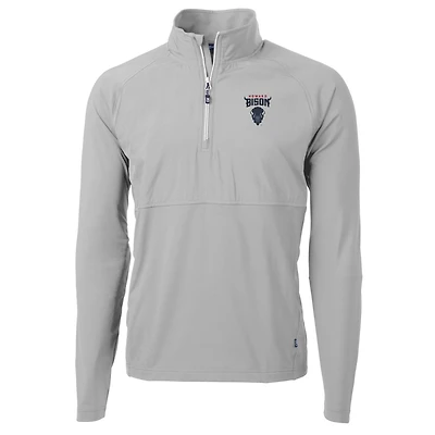 Pull-over hybride recyclé à fermeture éclair quart de tour pour homme Cutter & Buck Silver Howard Bison Adapt Eco Knit