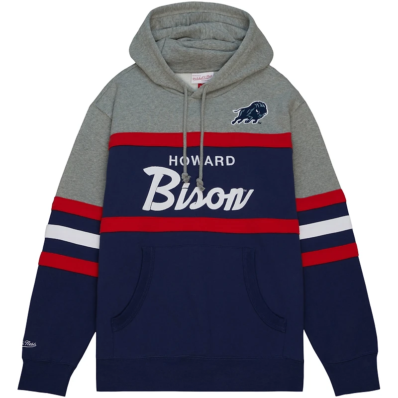 Men's Mitchell & Ness Navy Howard Bison Head Coach Pullover Hoodie
