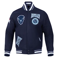 Veste à glissière complète en laine Howard Bison Crest Pro Standard pour hommes, bleu marine
