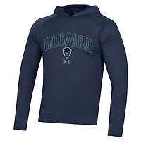 Under Armour Howard Bison 2023 Sideline Tech Hooded Raglan T-shirt à manches longues pour homme Bleu marine