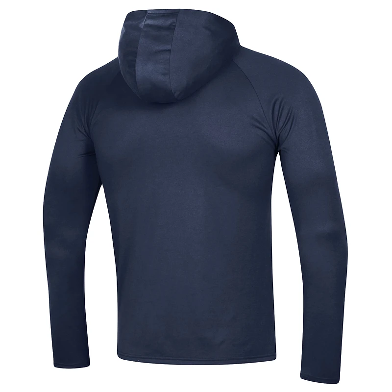 Under Armour Howard Bison 2023 Sideline Tech Hooded Raglan T-shirt à manches longues pour homme Bleu marine
