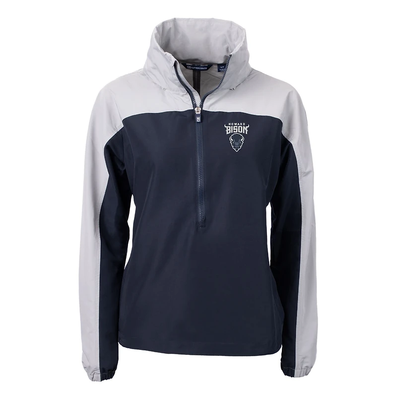 Women's Cutter & Buck  Navy Howard Bison Charter Eco Recycled Half-Zip Anorak Jacket