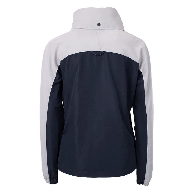 Women's Cutter & Buck  Navy Howard Bison Charter Eco Recycled Half-Zip Anorak Jacket