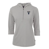 Women's Cutter & Buck Silver Howard Bison Virtue Eco Pique Half-Zip 3/4 Sleeve Pullover Hoodie