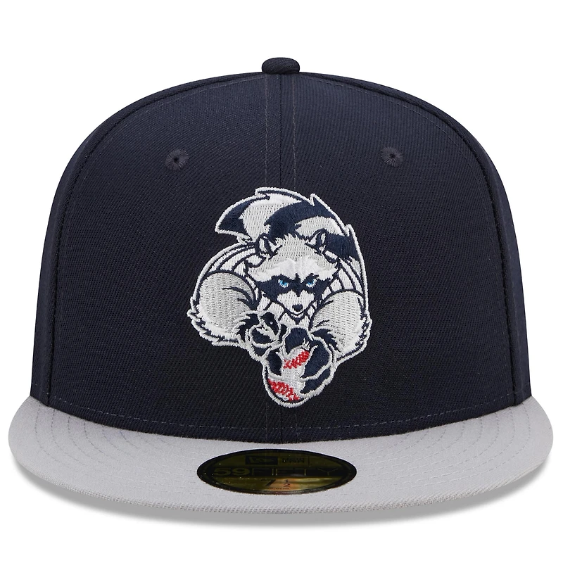 Casquette ajustée 59FIFTY Marvel x Minor League Hudson Valley Renegades New Era pour homme, bleu marine/gris