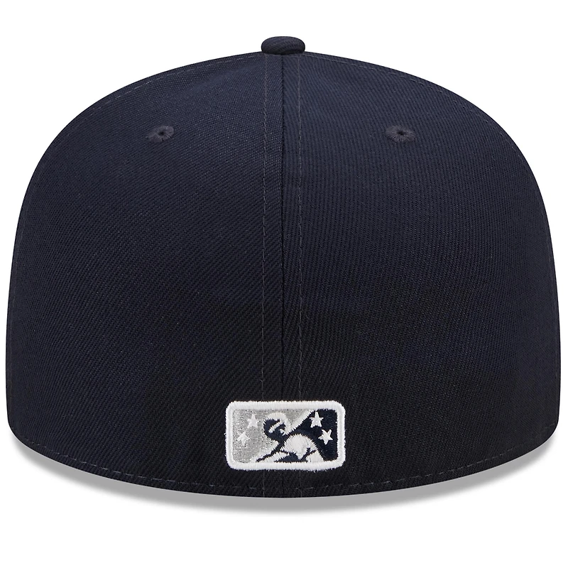 Casquette ajustée 59FIFTY Marvel x Minor League Hudson Valley Renegades New Era pour homme, bleu marine/gris