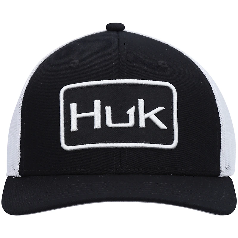 Men's Huk Black Solid Trucker Flex Hat
