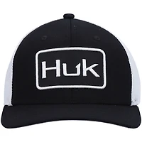 Men's Huk Black Solid Trucker Flex Hat