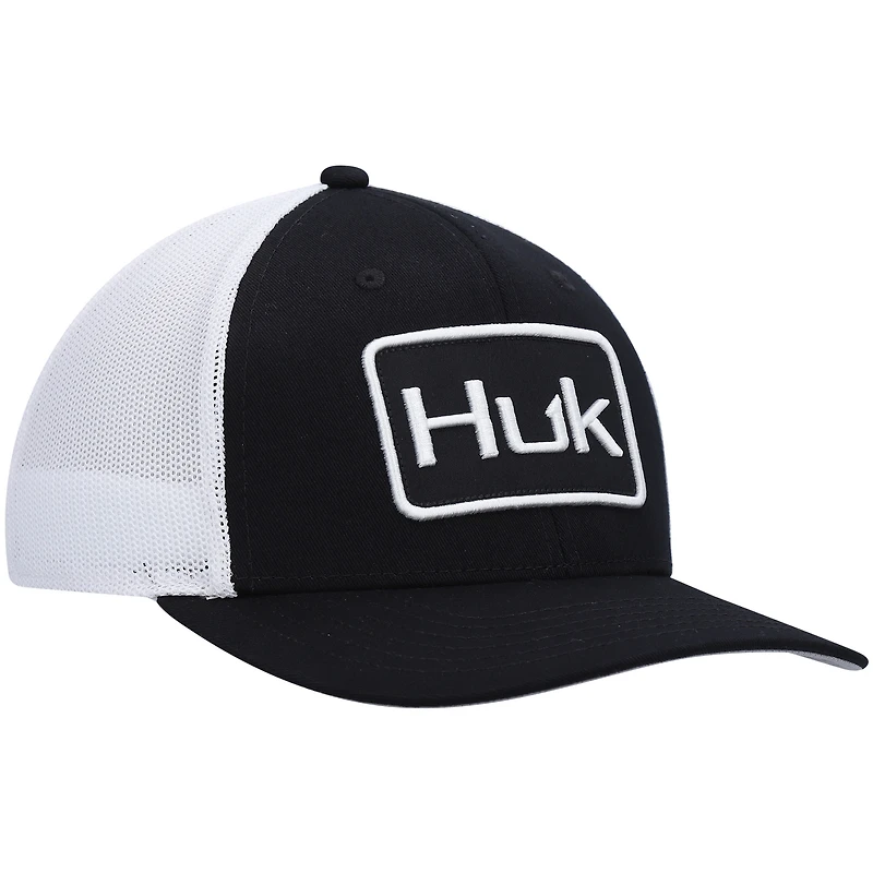 Men's Huk Black Solid Trucker Flex Hat