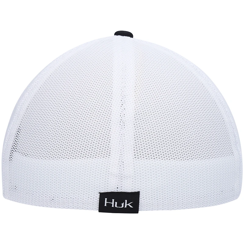 Men's Huk Black Solid Trucker Flex Hat