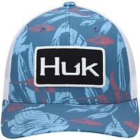 Men's Huk Blue Ocean Palm Trucker Logo Snapback Hat