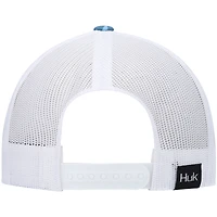 Men's Huk Blue Ocean Palm Trucker Logo Snapback Hat