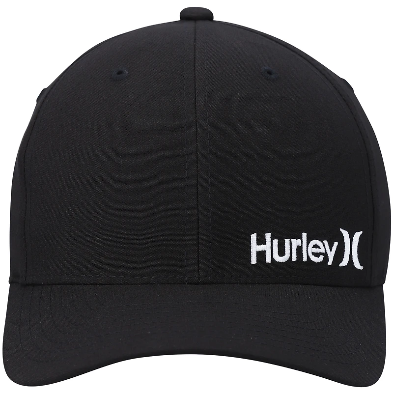 Men's Hurley Black Corp Textured Tri-Blend Flex Fit Hat