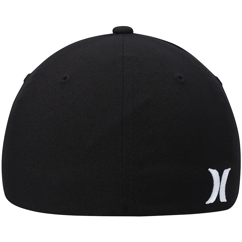 Men's Hurley Black Corp Textured Tri-Blend Flex Fit Hat