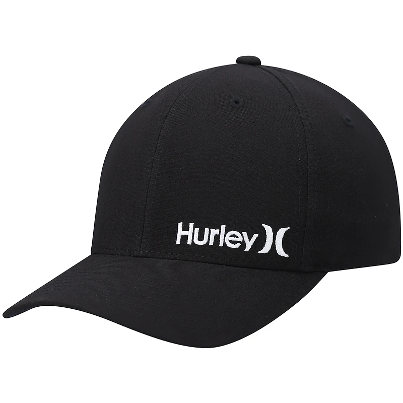 Men's Hurley Black Corp Textured Tri-Blend Flex Fit Hat