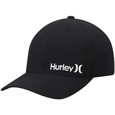 Men's Hurley Black Corp Textured Tri-Blend Flex Fit Hat