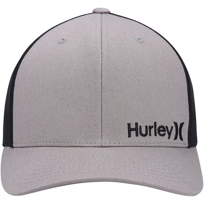 Men's Hurley Gray Logo Corp Staple Trucker Snapback Hat