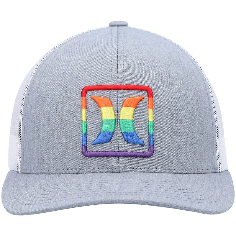 Men's Hurley Gray Logo Pride Icon Trucker - Snapback Hat
