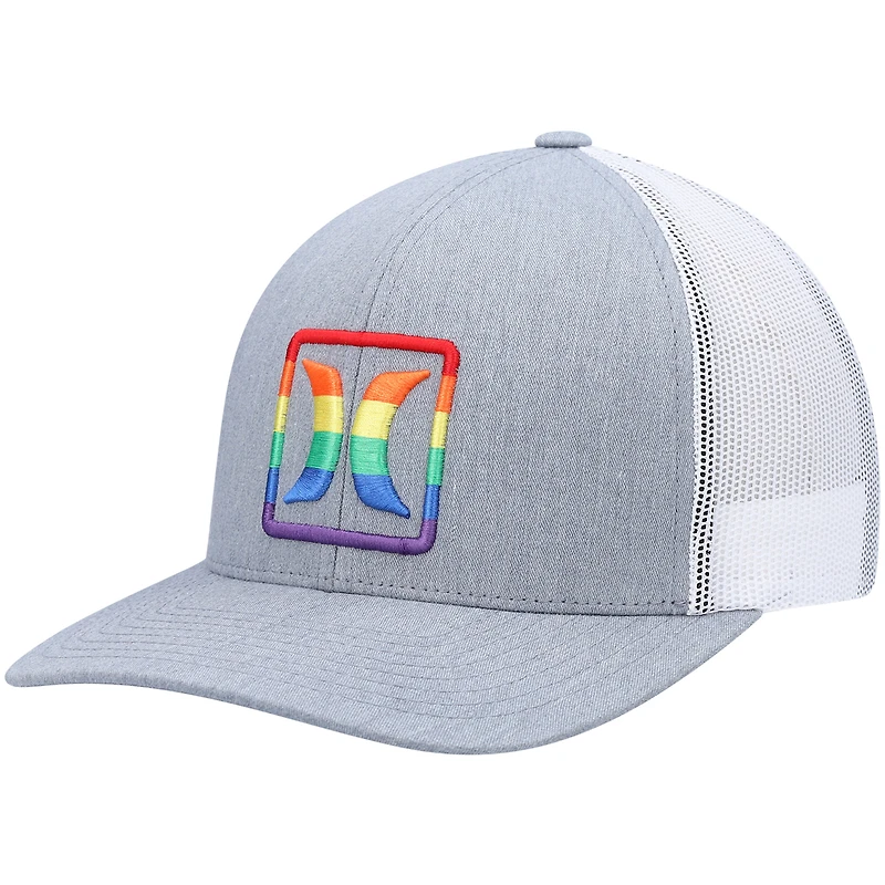 Men's Hurley Gray Logo Pride Icon Trucker - Snapback Hat
