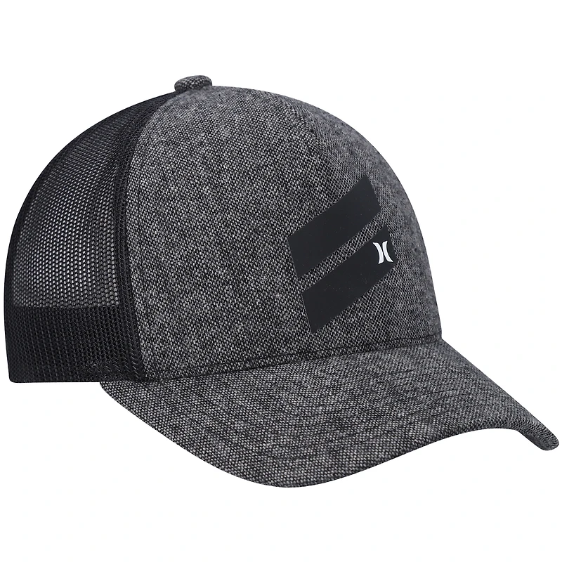 Men's Hurley Heathered Black Icon Slash Trucker Snapback Hat
