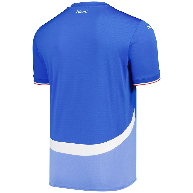 Maillot Puma bleu réplique domicile de l'équipe nationale d'Islande 2024 pour homme