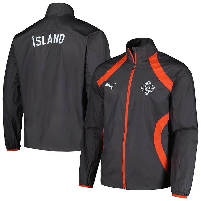 Veste à capuche entièrement zippée d'avant-match Puma Charcoal d'Islande pour hommes 2024