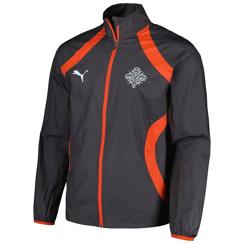 Veste à capuche entièrement zippée d'avant-match Puma Charcoal d'Islande pour hommes 2024