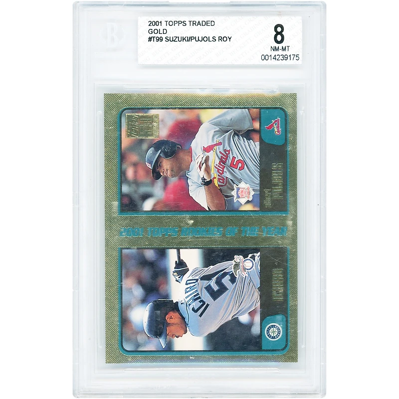 Ichiro Suzuki & Albert Pujols 2001 Topps Traded Gold '01 Topps Rookie Of The Year #T99 #897/2001 BGS Authenticated 8 Card