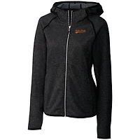 Women's Cutter & Buck Heather Charcoal Idaho State Bengals Mainsail Sweater Knit Full-Zip Hoodie Jacket