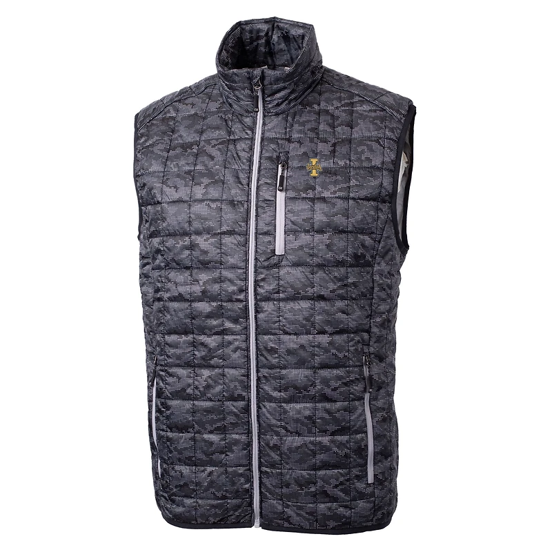 Gilet matelassé isolant entièrement zippé imprimé Rainier PrimaLoft Eco pour homme, noir, des Vandals de l'Idaho, Cutter & Buck