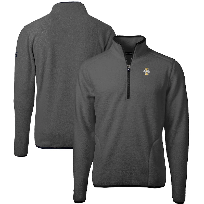 Men's Cutter & Buck  Gray/Black Idaho Vandals Cascade Eco Sherpa Fleece Quarter-Zip Pullover Jacket